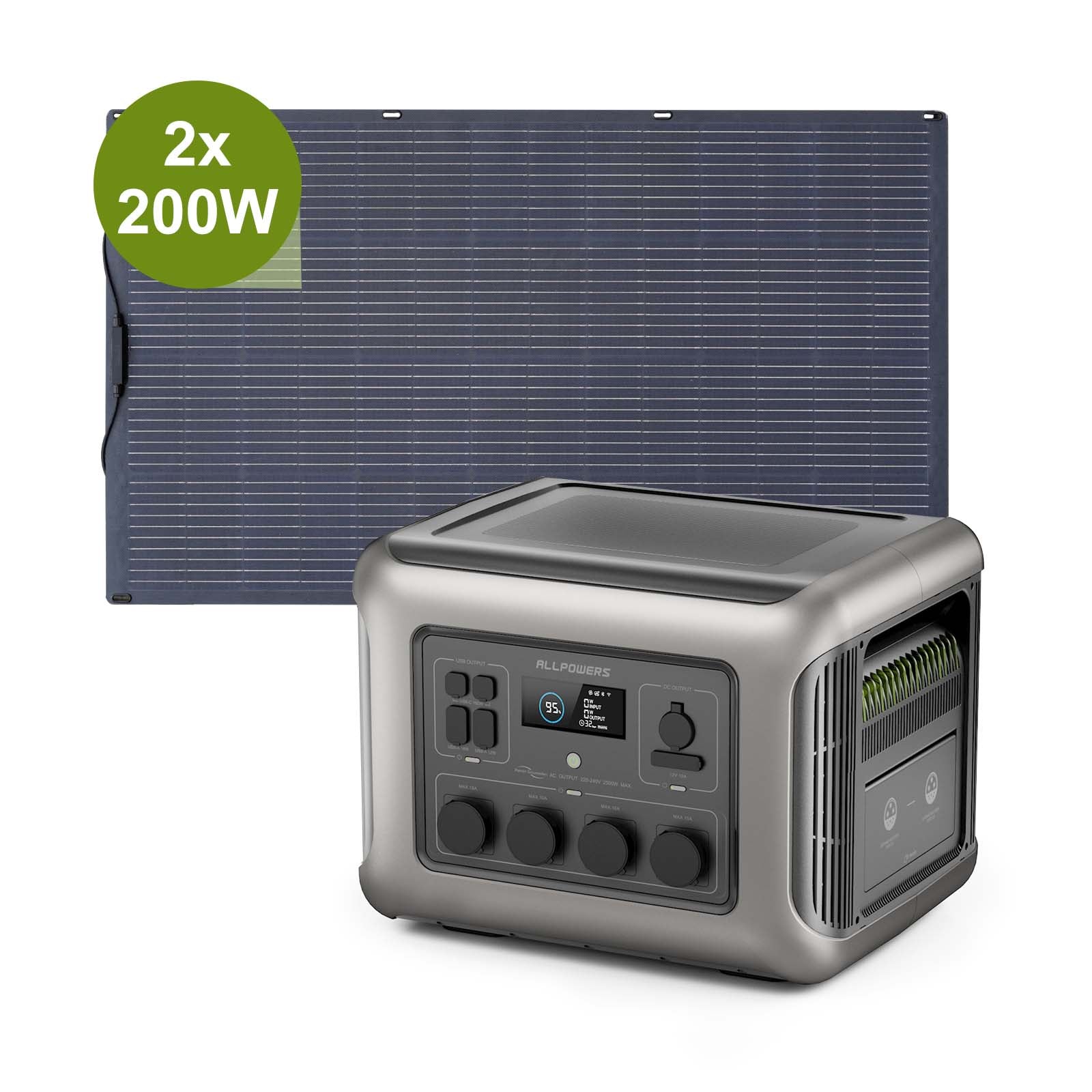 ALLPOWERS 2500W Solargenerator R2500 Mit 200W Flexibles Solarpanel