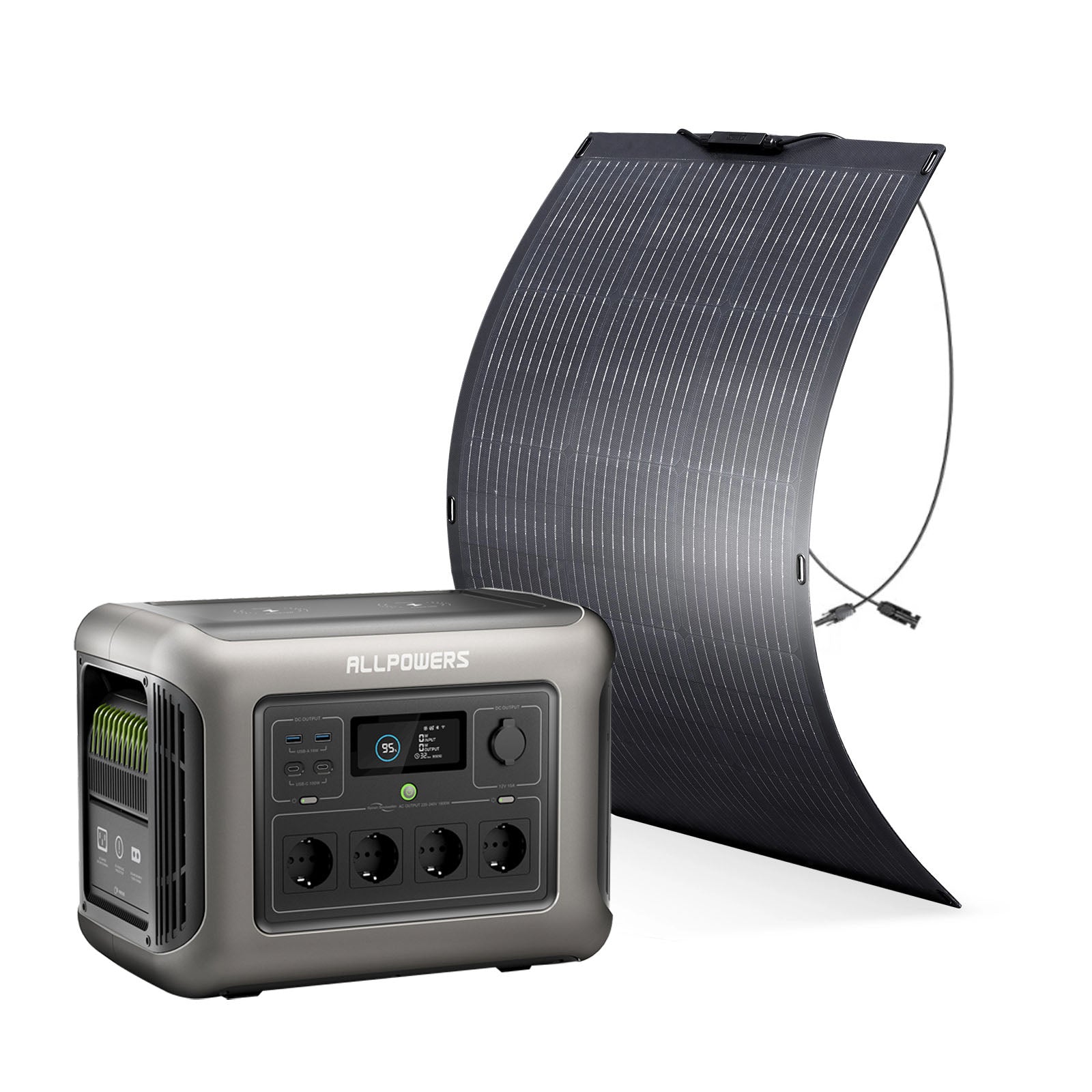 ALLPOWERS 1800W Solargenerator R1500 Mit 100W Flexibles Solarpanel