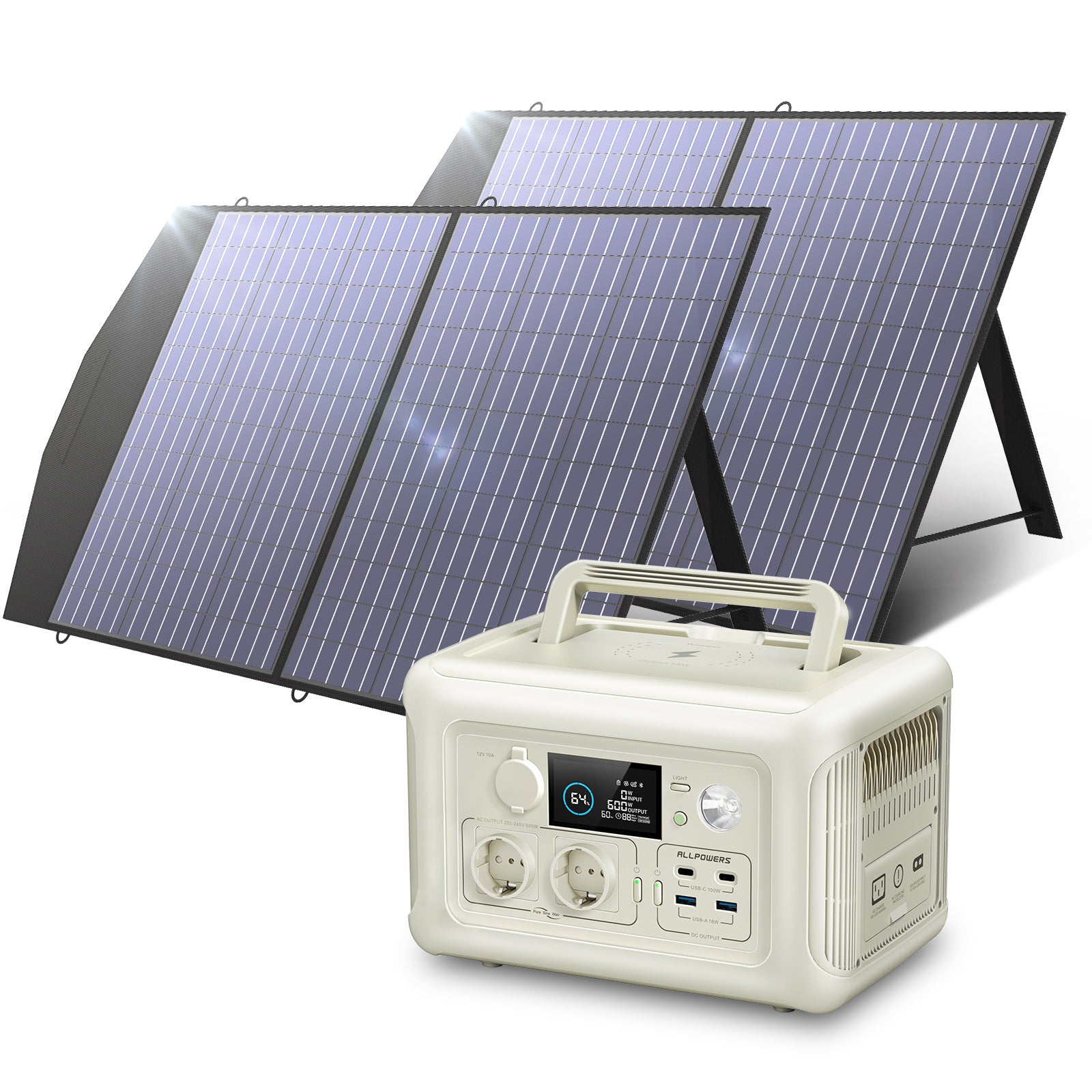 ALLPOWERS Solargenerator-Kit 600W (R600 + SP027 100W Solarpanel)