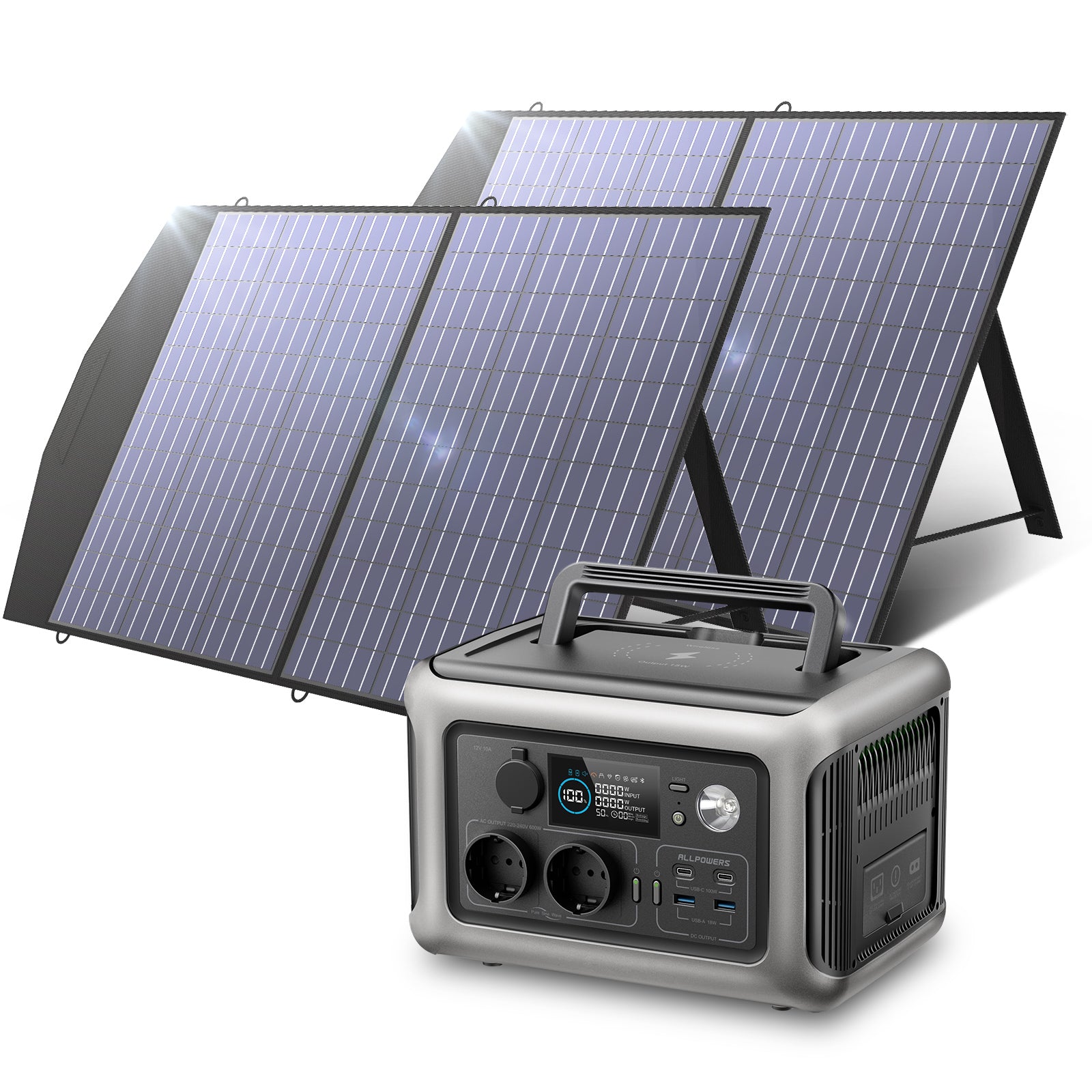 ALLPOWERS Solargenerator-Kit 600W (R600 + SP027 100W Solarpanel)