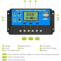 ALLPOWERS 30A Solar Ladegerät 12V/24V für Solarpanel mit 5V Doppel-USB-Anschluss