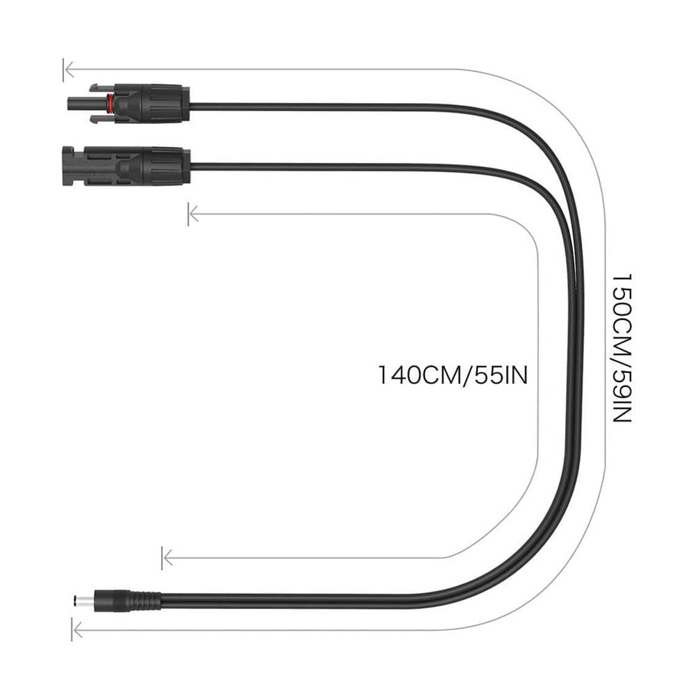 ALLPOWERS Solar-PV-Verlängerungskabel mit DC5521 Stecker 1,5 m, 16 AWG