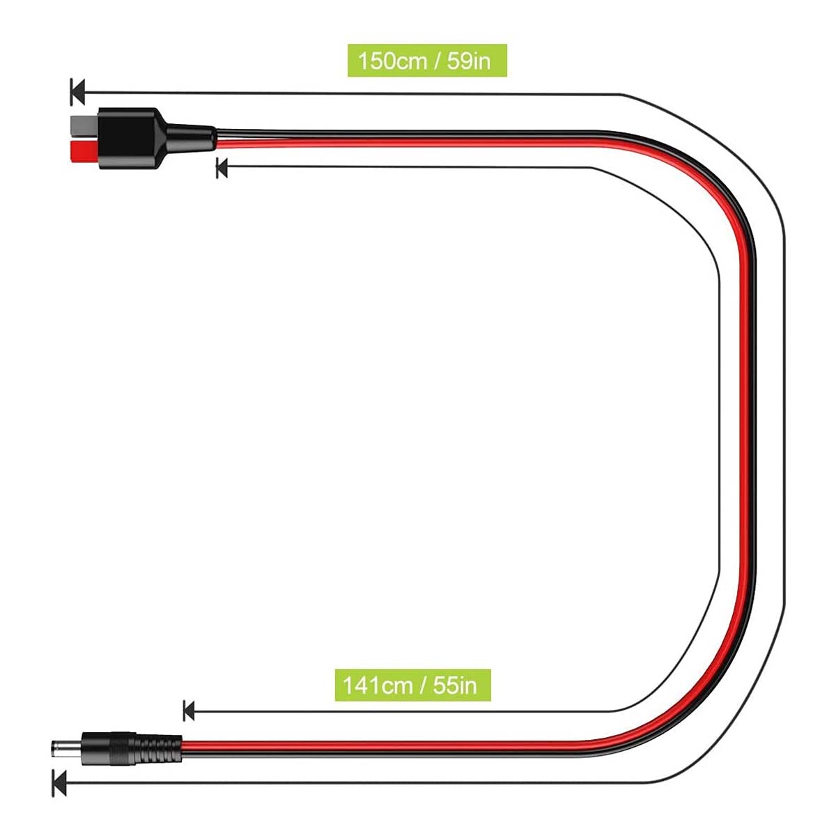 ALLPOWERS Solar-PV-Verbindungskabel Anderson zu DC5525, 1,5 m, 16 AWG (5.5mm x 2.5mm)