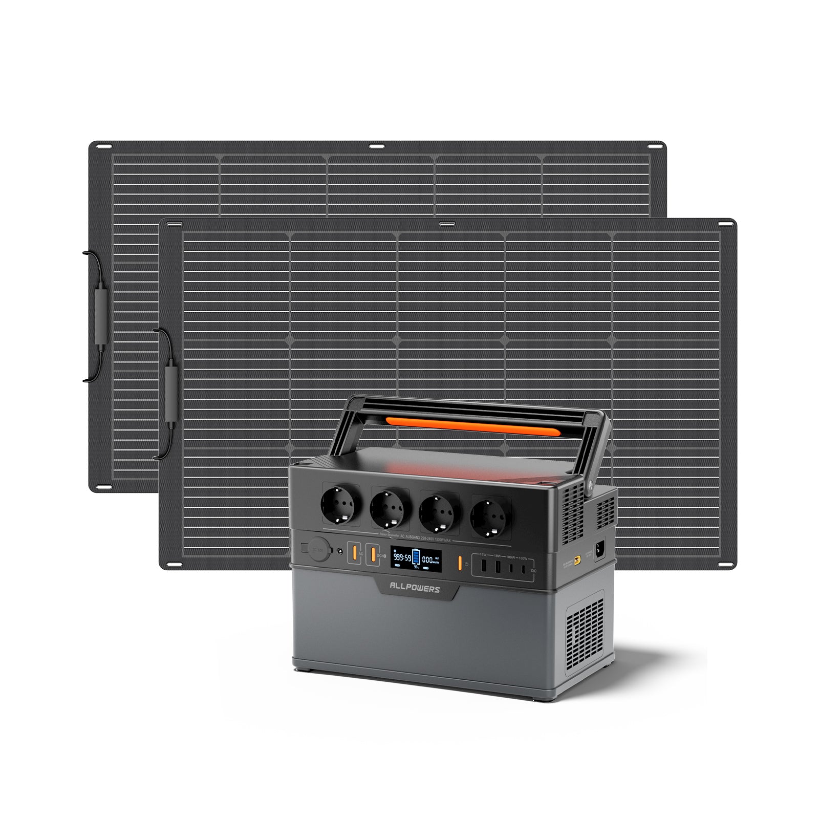 ALLPOWERS Solargenerator-Kit 1500W (S1500 Plus+ SF100 100W Solarpanel)