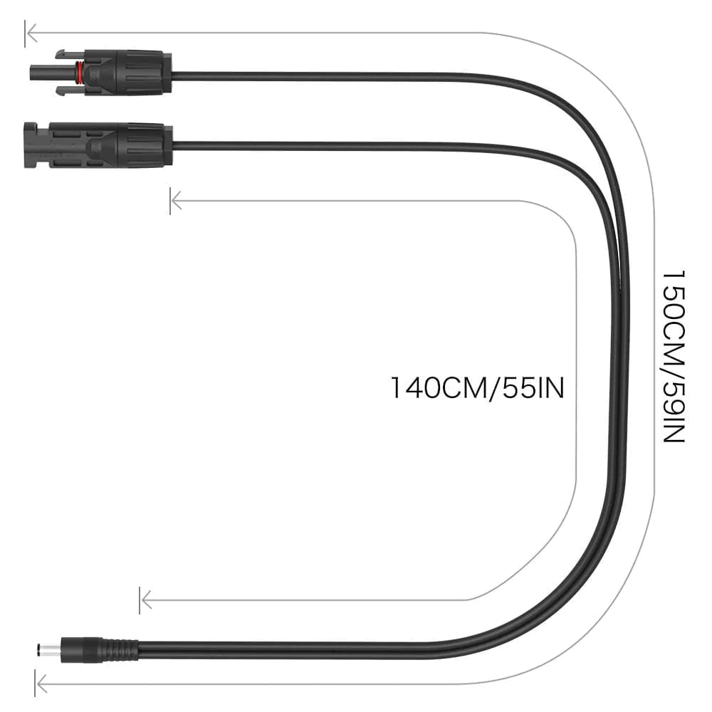 ALLPOWERS Solar-PV-Verlängerungskabel mit DC5521 / DC5525 Stecker 1,5 m, 16 AWG