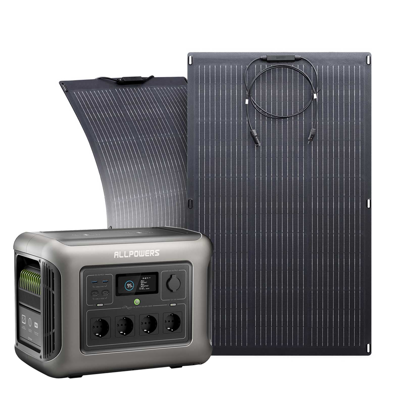 ALLPOWERS Solar Generator Kit 1800W (R1500 + SF100 100W Flexible Solar Panel)