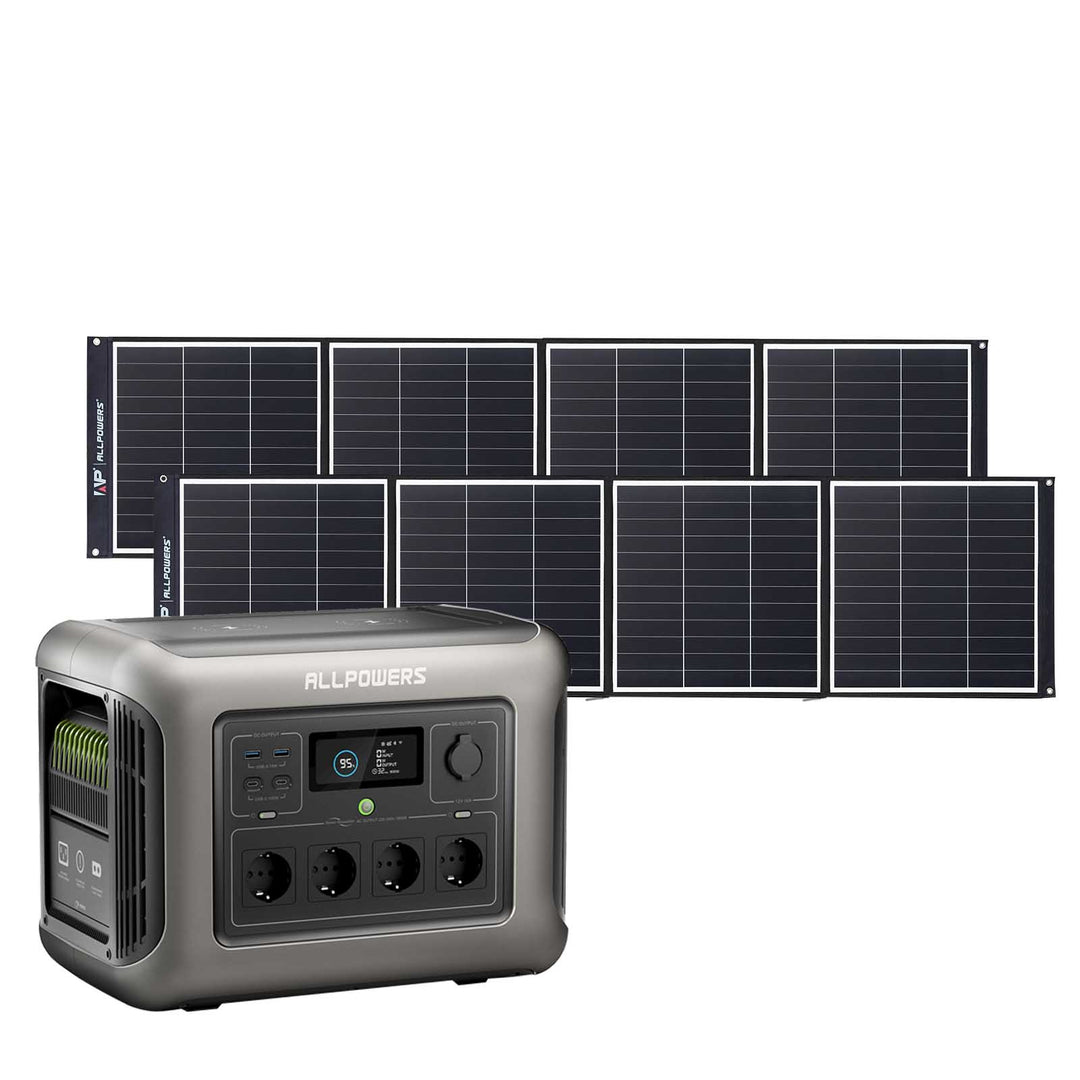 ALLPOWERS Solargenerator-Kit 1800W (R1500 + SP035 200W Solarpanel mit Monokristalliner Zelle)