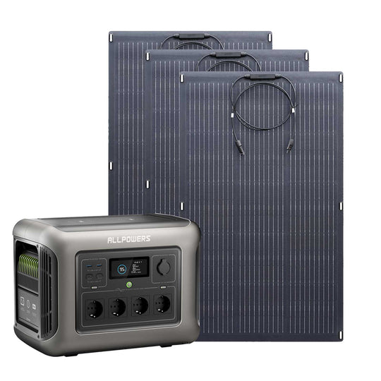 ALLPOWERS Solargenerator-Kit 1800W (R1500 + SF100 100W Flexibles Solarpanel)