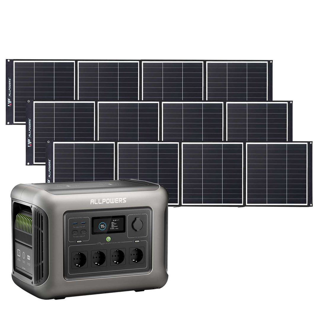 ALLPOWERS Solargenerator-Kit 1800W (R1500 + SP035 200W Solarpanel mit Monokristalliner Zelle)
