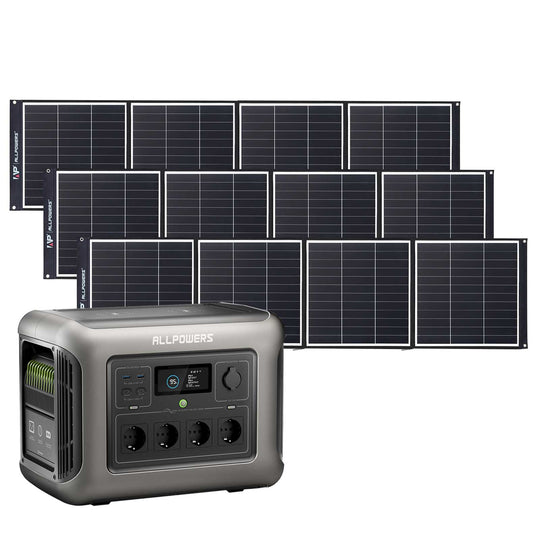 ALLPOWERS Solargenerator-Kit 1800W (R1500 + SP035 200W Solarpanel mit Monokristalliner Zelle)