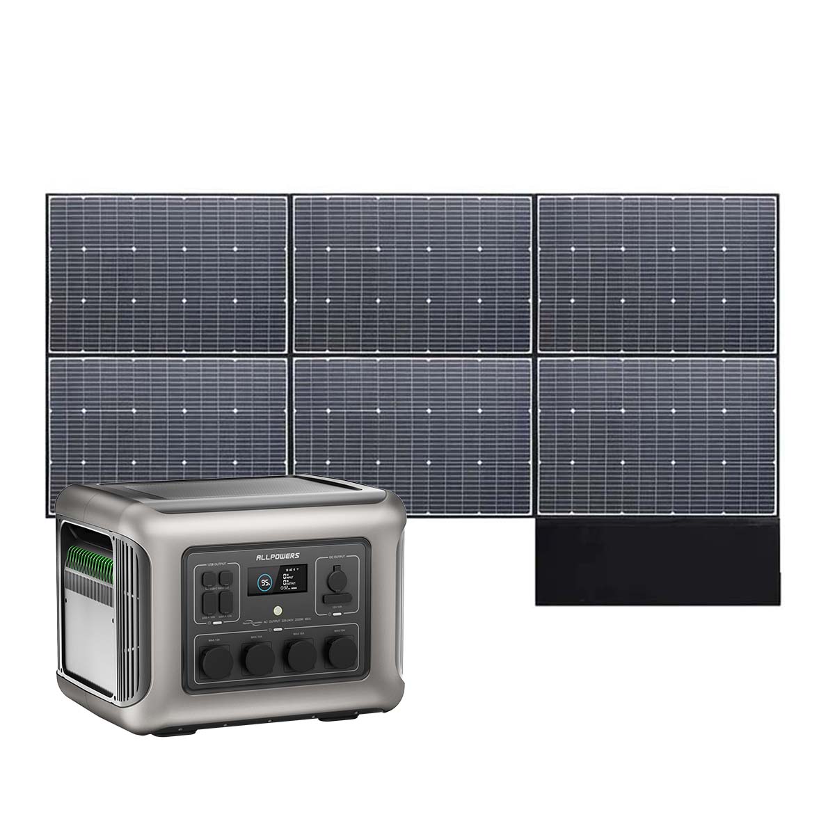 ALLPOWERS Solar Generator Kit 2500W (R2500 + SP039 600W Solar Panel with Monocrystalline Cell)