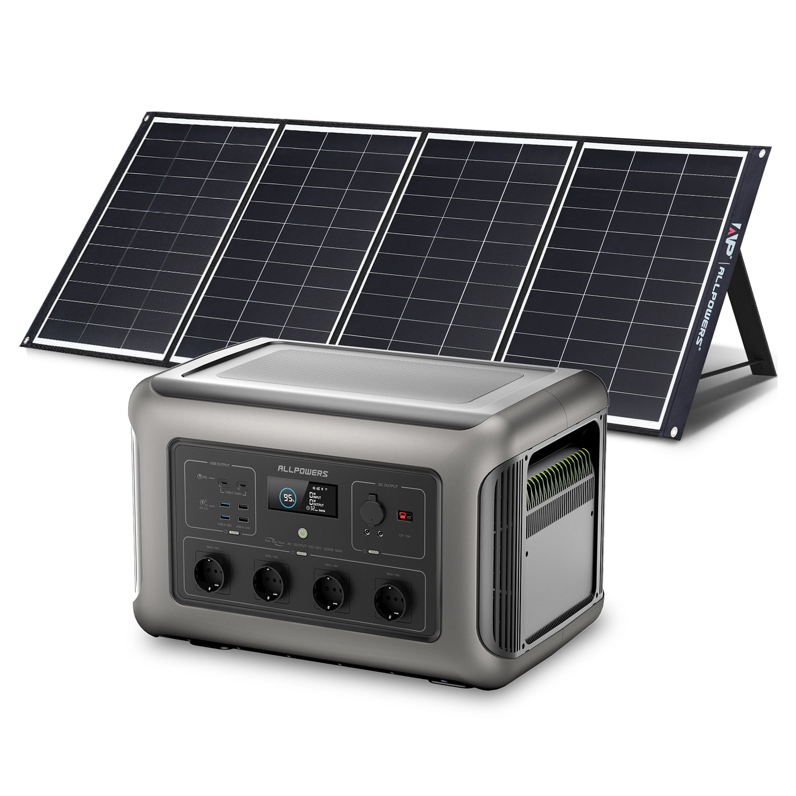 ALLPOWERS Solar Generator Kit 3500W (R3500 + SP035 200W Solar Panel with Monocrystalline Cell) 