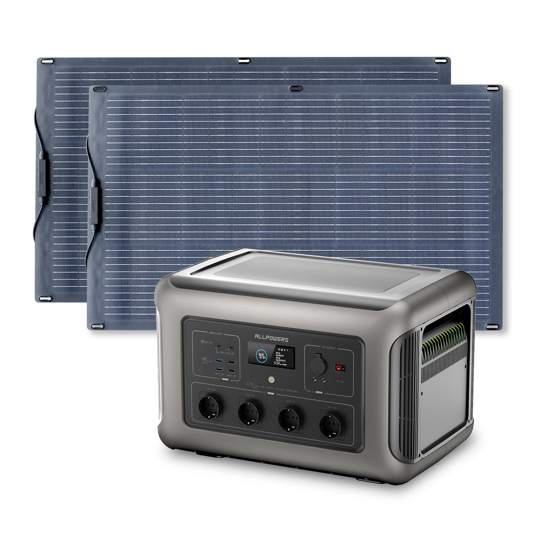 ALLPOWERS Solargenerator-Kit 3500W (R3500 + SF100 100W Flexibles Solarpanel)
