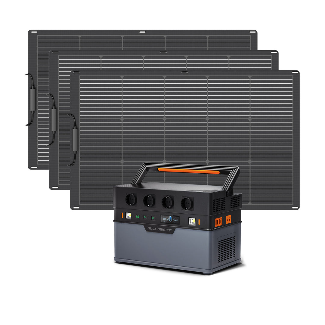 ALLPOWERS Solargenerator-Kit 1500W (S1500 + SF100 100W Flexibles Solarpanel)