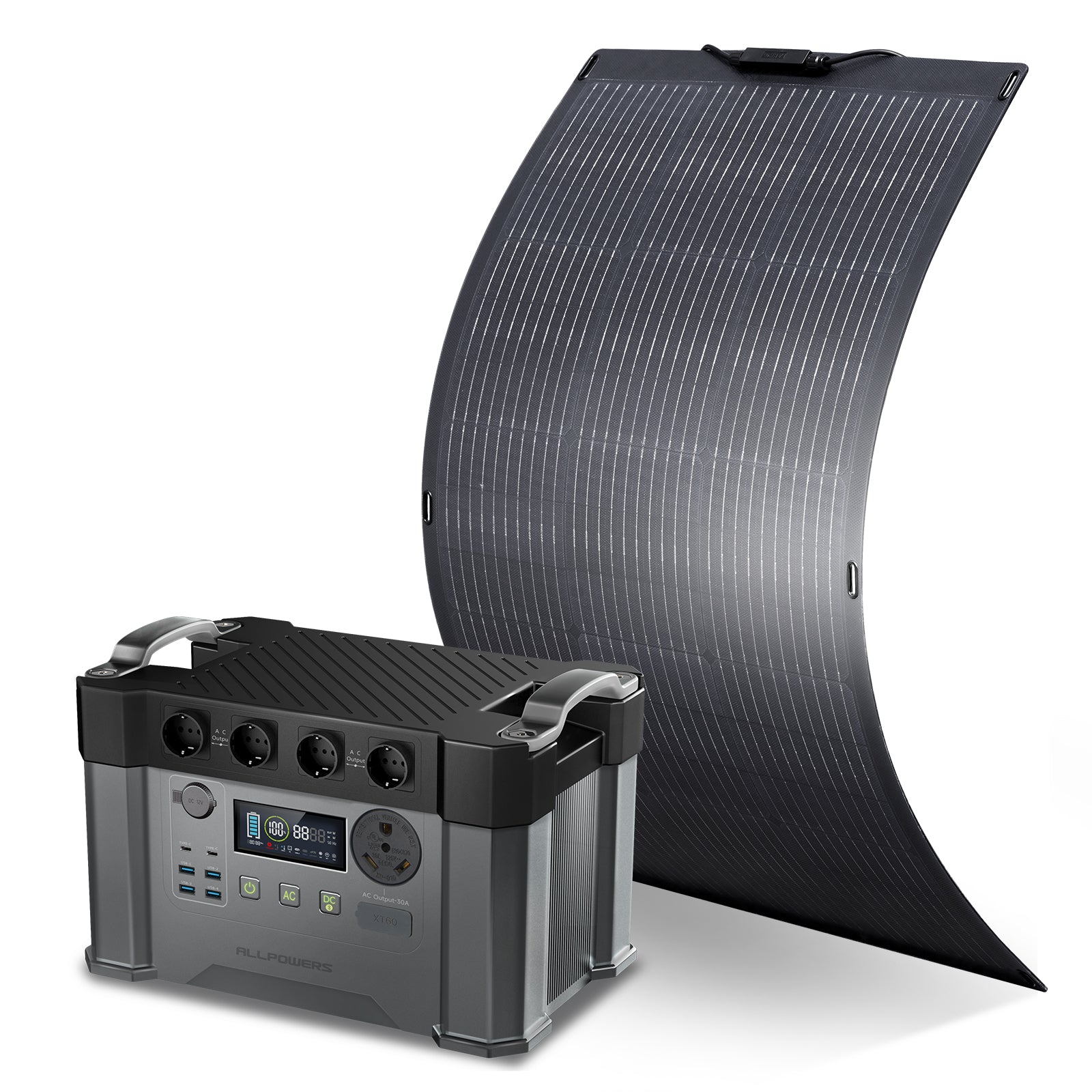 ALLPOWERS Solargenerator-Kit 2400W (S2000 Pro + SF100 100W Flexibles Solarpanel)