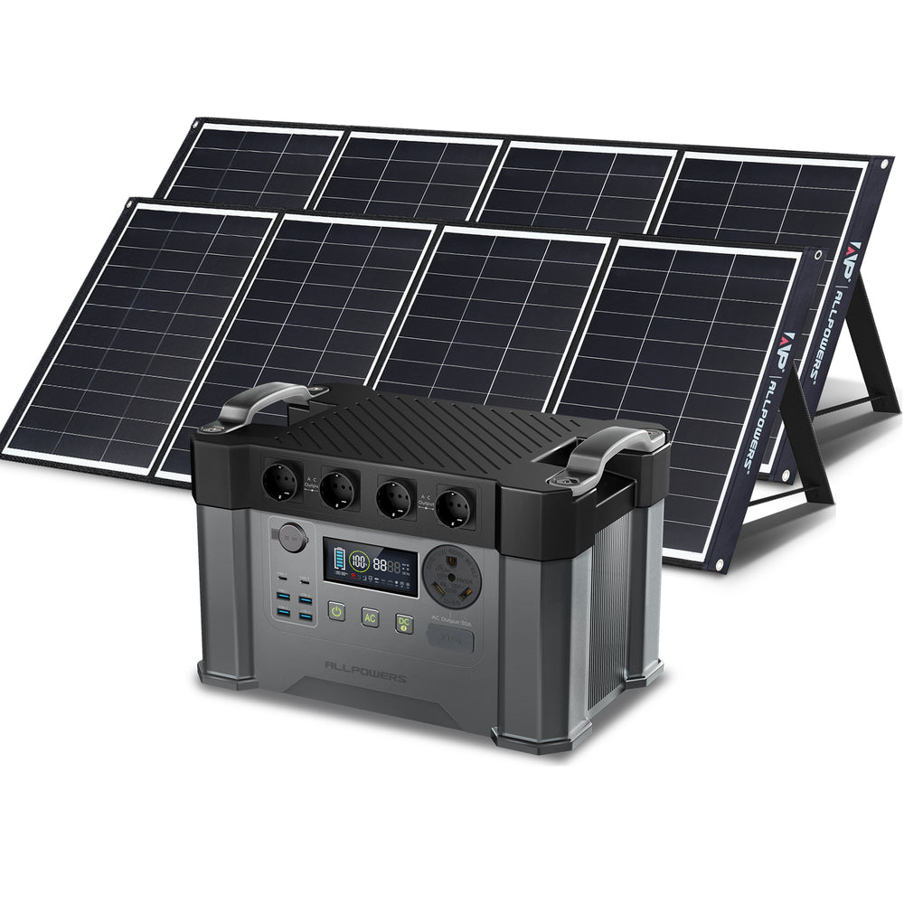 ALLPOWERS solar generator S2000 Pro (S2000 Pro + 2 x monocrystalline solar panel 200W)
