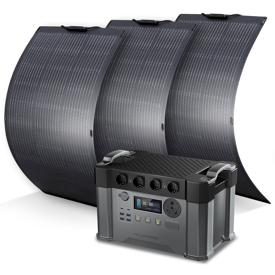 ALLPOWERS Solargenerator-Kit 2400W (S2000 Pro + SF100 100W Flexibles Solarpanel)