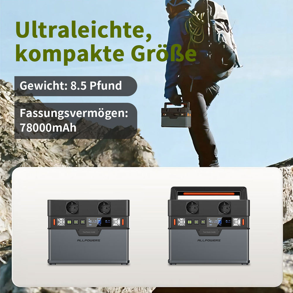 ALLPOWERS Solargenerator-Kit 300W (S300 + SP012 100W Solarpanel mit Monokristalliner Zelle)